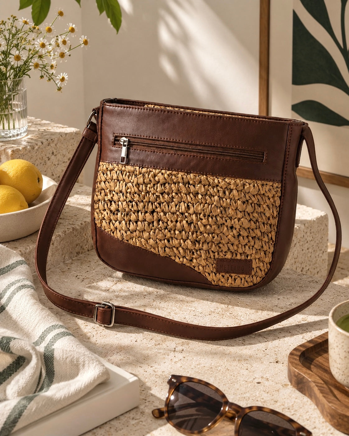 Crossbody Sling Bag - Raffia Ridge