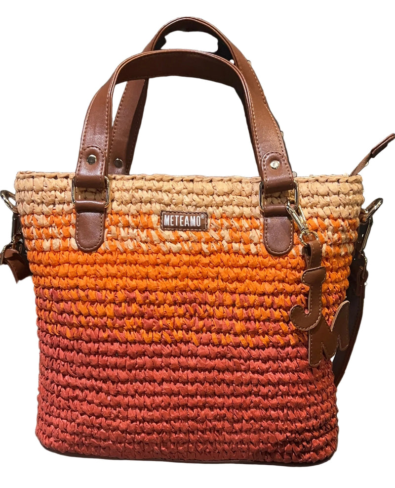 Sunset Bloom Raffia Tote Bag