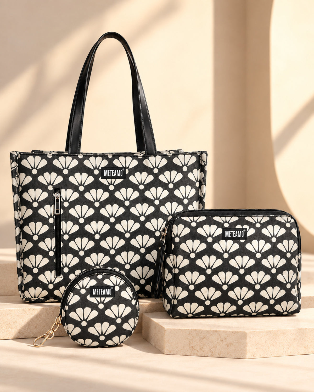 Petal Charm 3-Piece Office Tote Set (vegan leather)