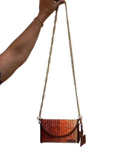 Coral Dusk Raffia Flap Bag
