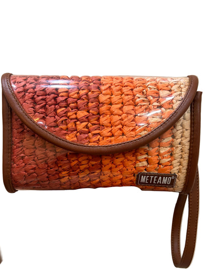 Coral Dusk Raffia Flap Bag