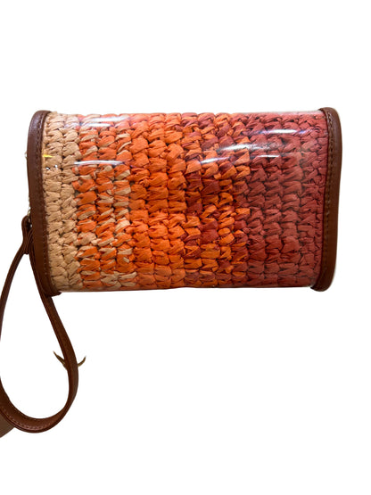 Coral Dusk Raffia Flap Bag