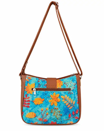 Golden Leaves Handcrafted Sling Bag for Women (Gold, vegan leather) - view 7