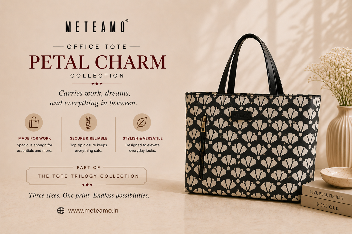 Petal Charm 3-Piece Office Tote Set