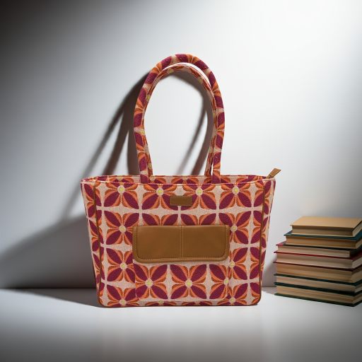 Vintage Petal Office Tote - Sunset Bloom (with front pocket)