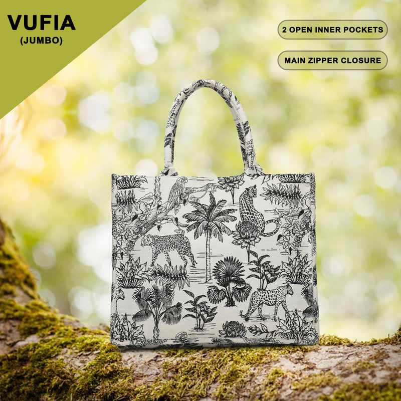 Vufia - Black & White Jacquard Box Bag - Jumbo