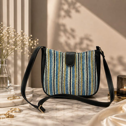 Artisan Weave Sling Bag - Blue Wave