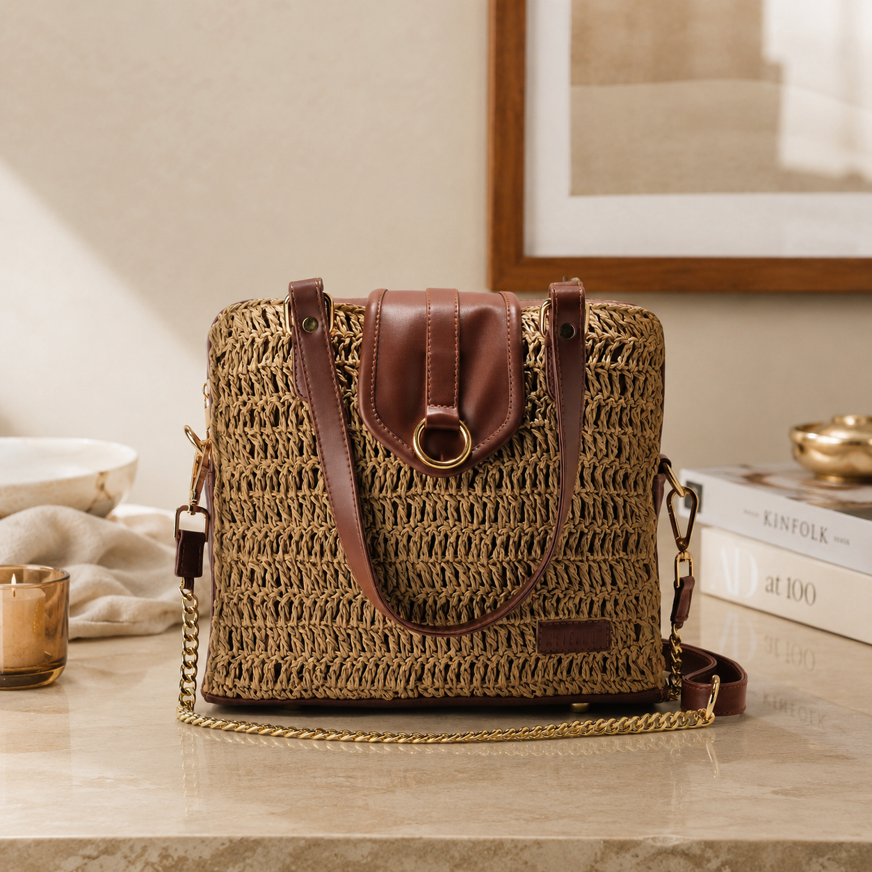 Earthy Muse Raffia Bag