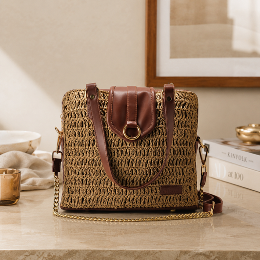 Earthy Muse Raffia Bag