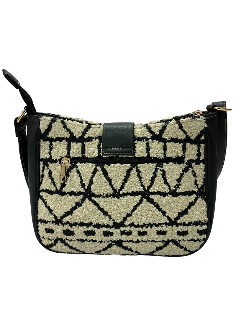 Artisan Weave Sling Bag - Monochrome Tribal