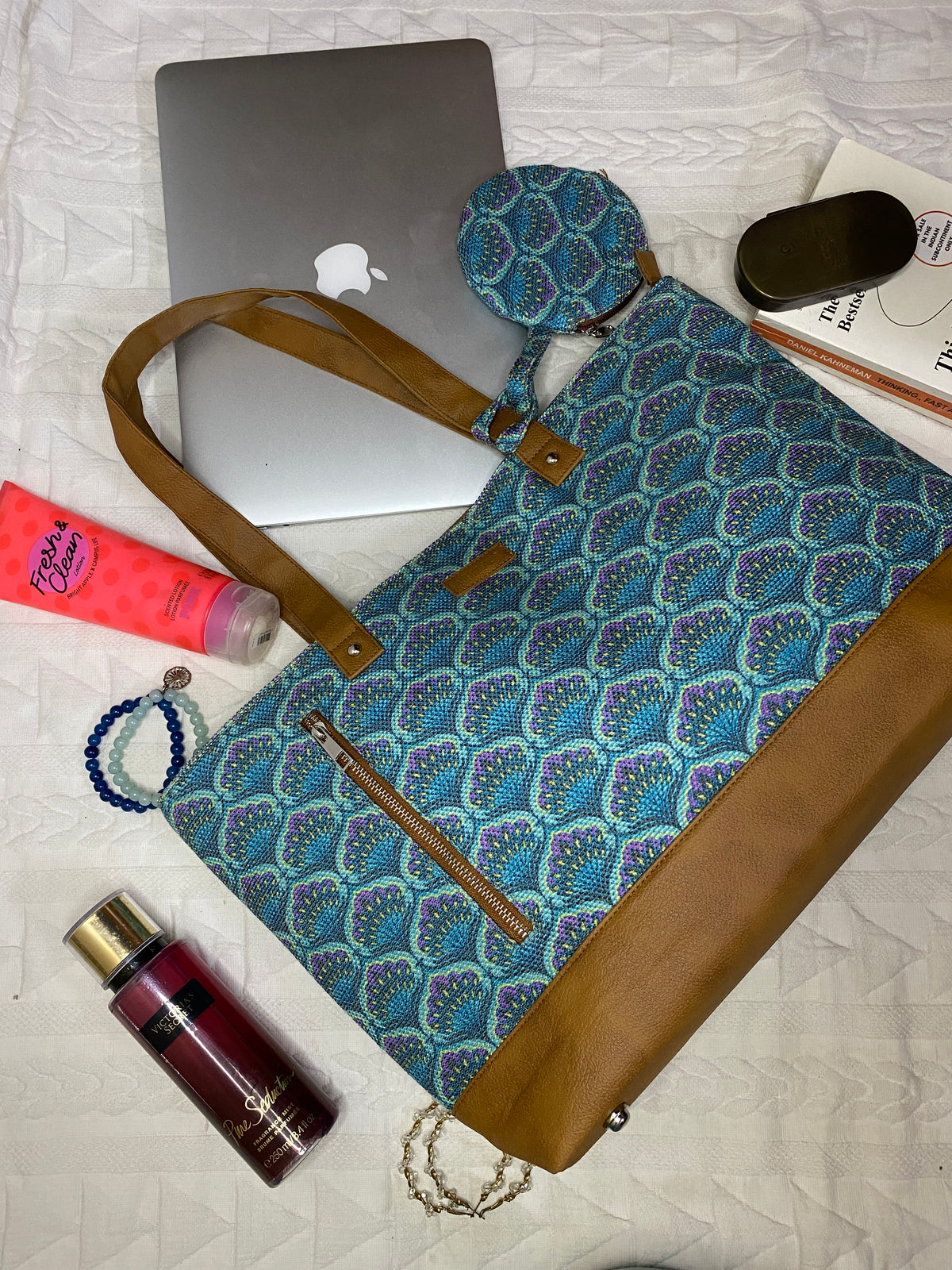 Blue Lotus - Office Tote Bag with Mini Pouch