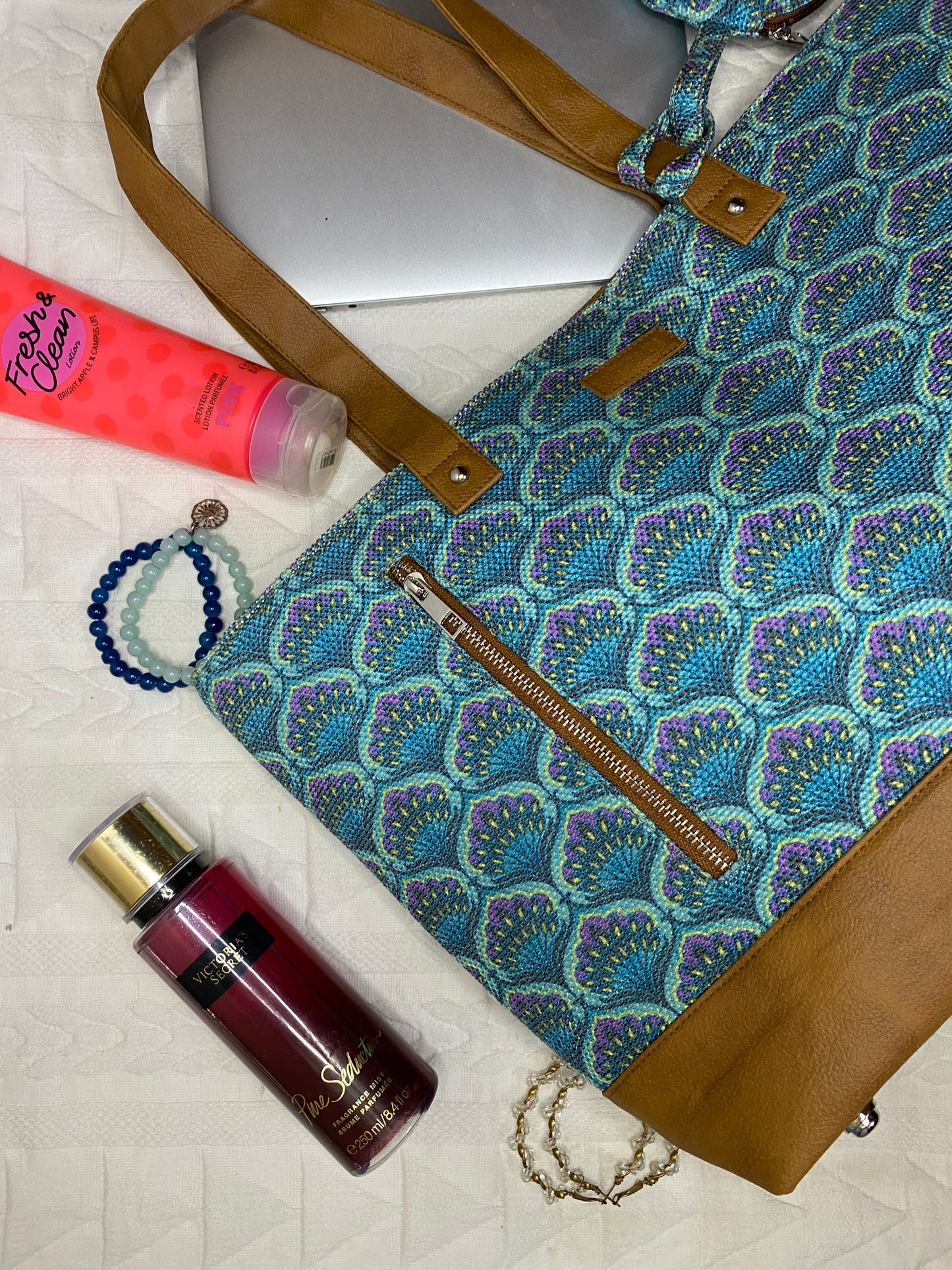 Blue Lotus - Office Tote Bag with Mini Pouch