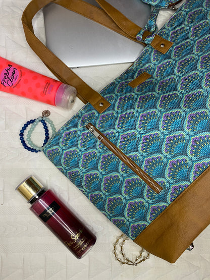 Blue Lotus - Office Tote Bag with Mini Pouch