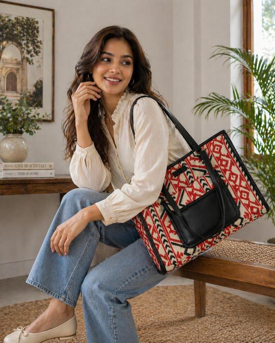 Tribal Loom Artisan Weave Office Tote