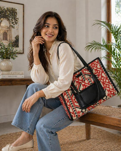 Tribal Loom Artisan Weave Office Tote