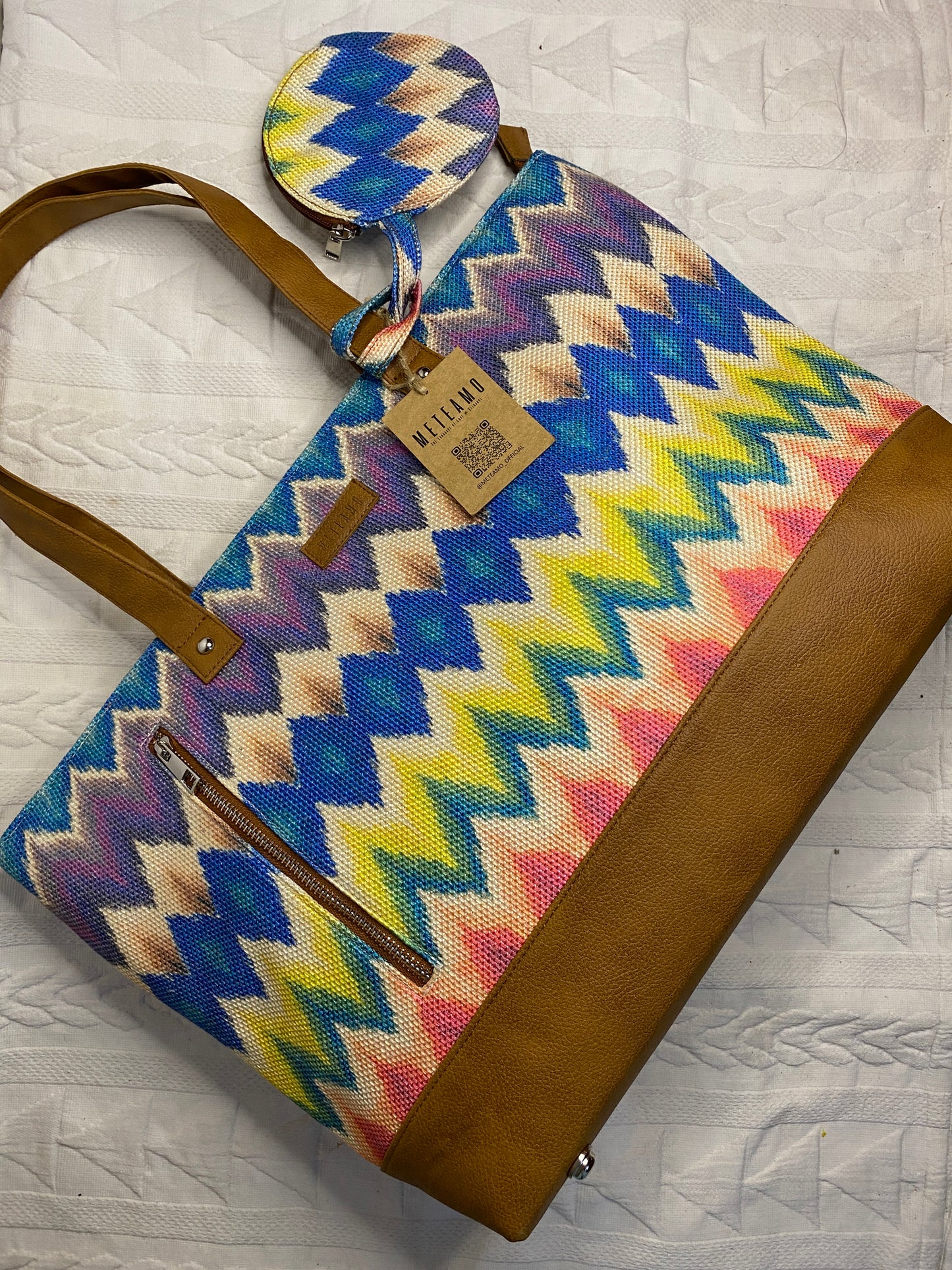 Multicolor Chevron - Office Tote Bag with Mini Pouch