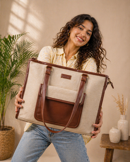 Sandstone Carry Artisan Weave Office Tote