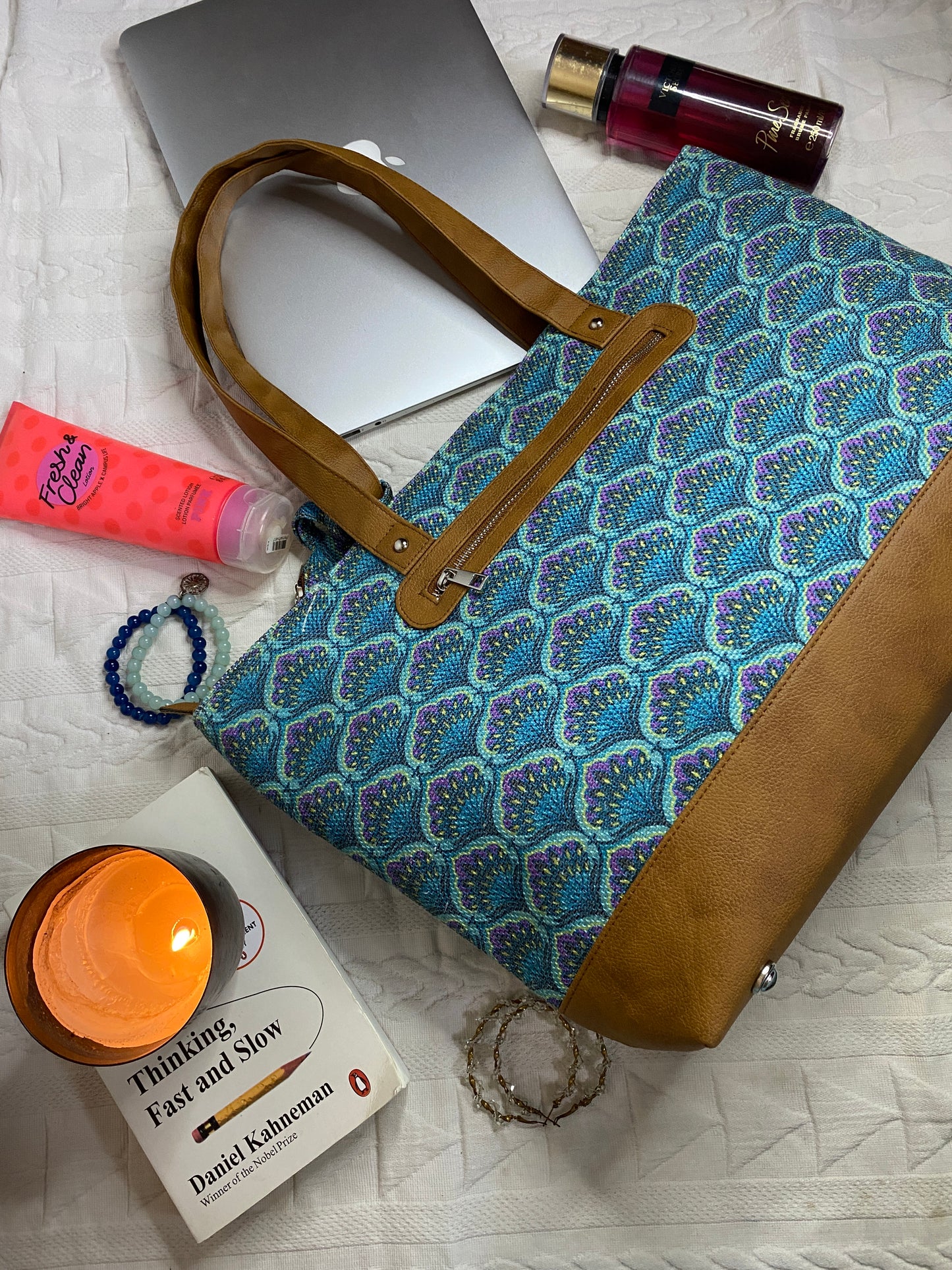 Blue Lotus - Office Tote Bag with Mini Pouch