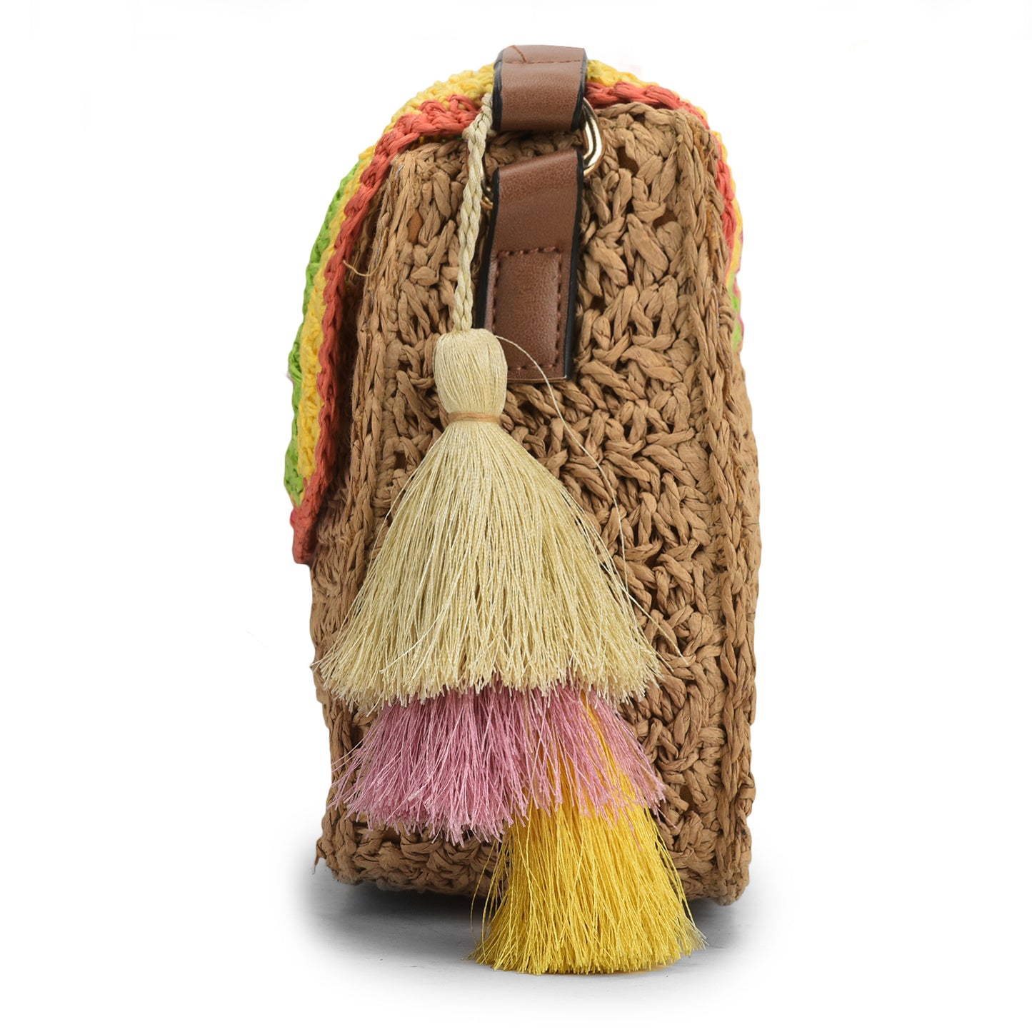 Macroos -Multicolor Raffia Crossbody Bag