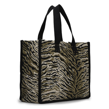 Anileo - Brown & Black Jacquard Jumbo Box Bag
