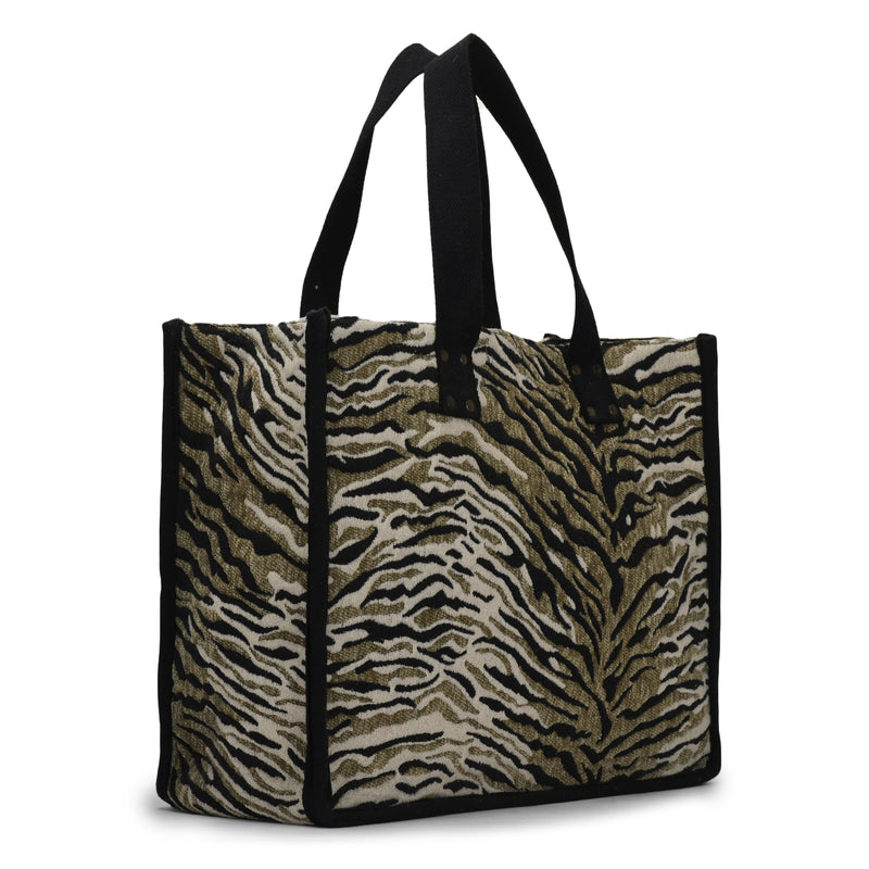 Anileo - Brown & Black Jacquard Jumbo Box Bag