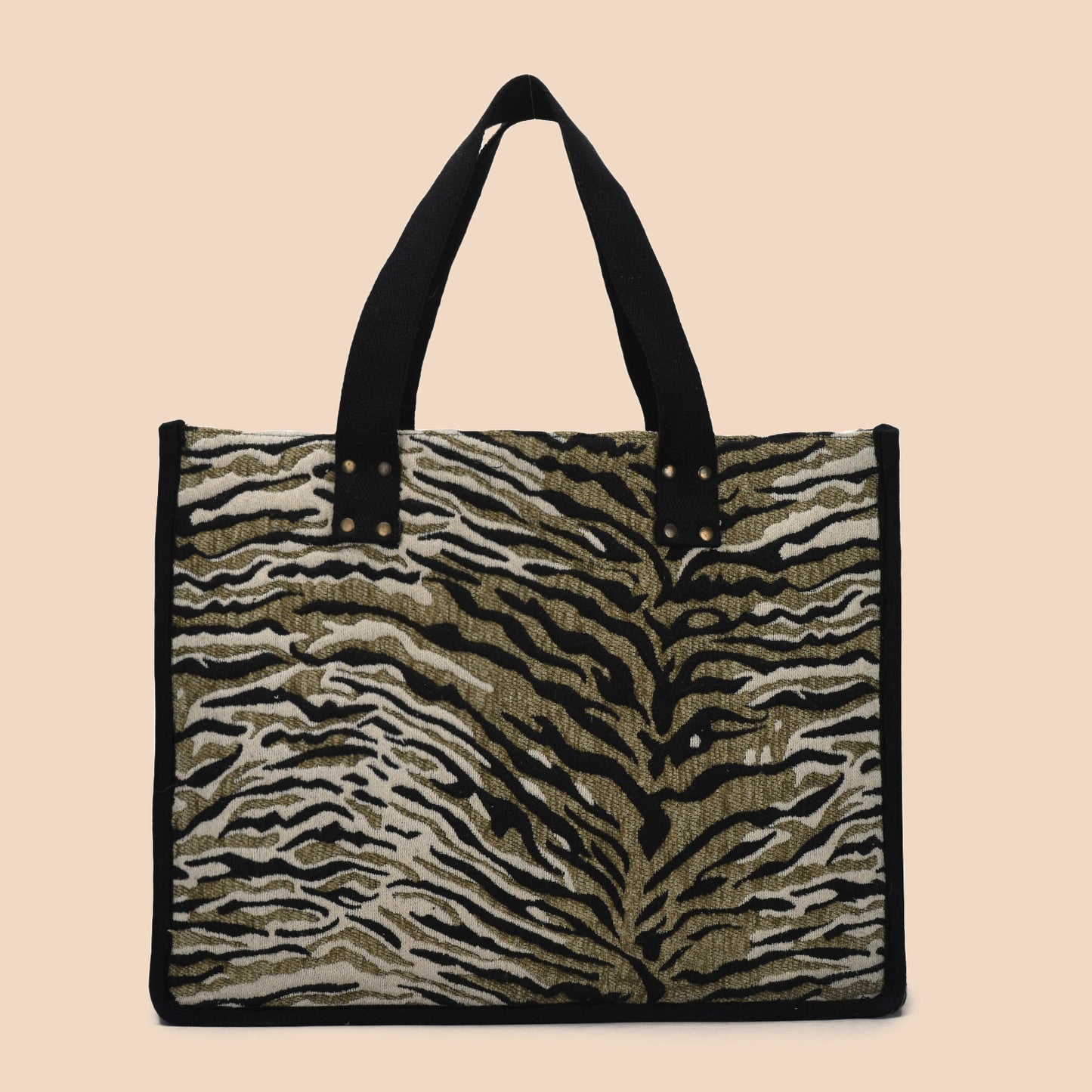 Anileo - Brown & Black Jacquard Jumbo Box Bag